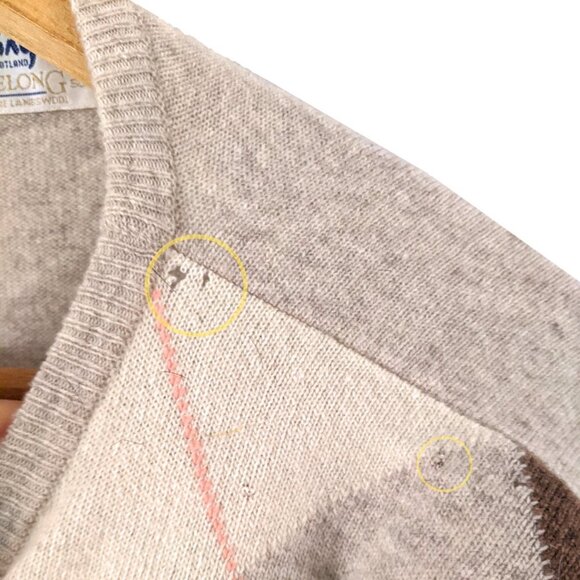Vintage Pringle of Scotland Lambswool Argyle Sweater GEELONG Diamond Beige Brown - Picture 5 of 9